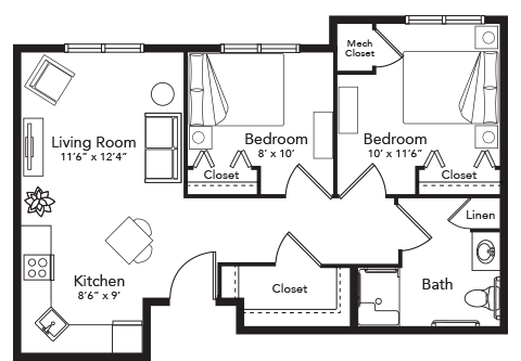 Floor Plain Assisted Living Unit AH