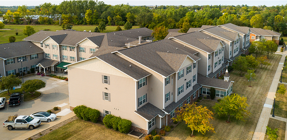 Newton Village assisted living community exterior in Newton, IA.